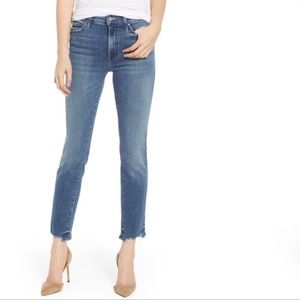 MOTHER Jeans The Rascal Ankle Chew Crop Distressed Medium Wash